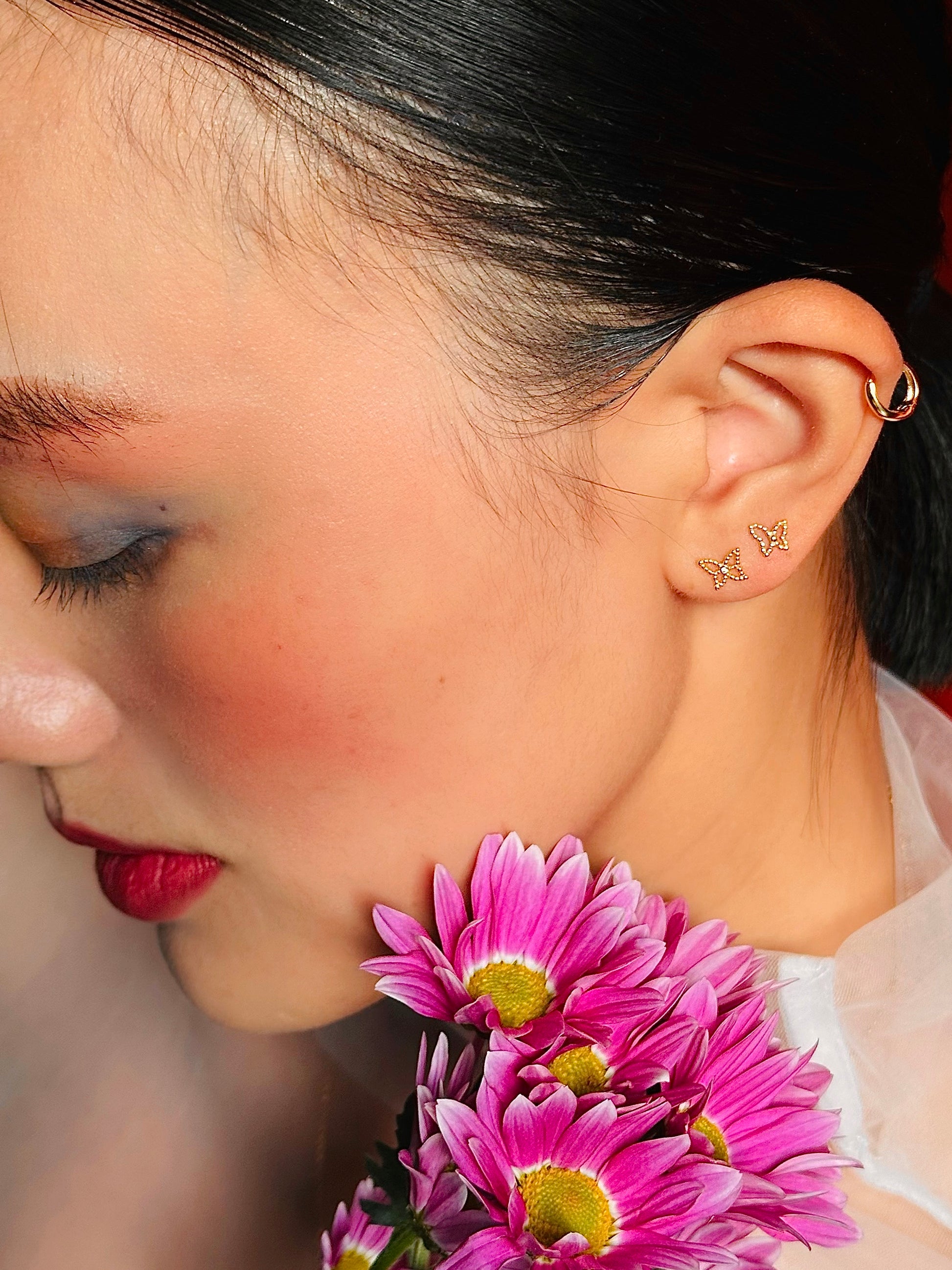 Gold-plated 925 sterling silver Ethereal Wing Flatback Earring