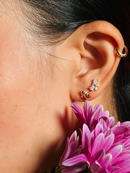 Gold-plated 925 sterling silver Gilded Carapace Flatback Earring