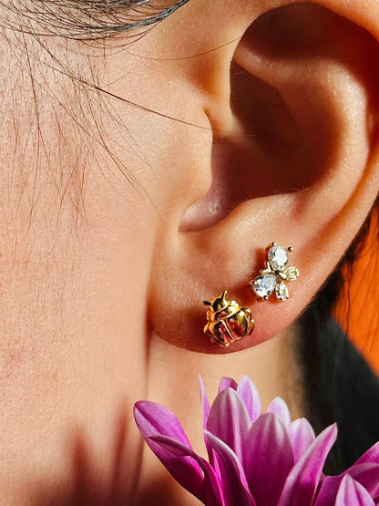 Gold-plated 925 sterling silver Gilded Carapace Flatback Earring