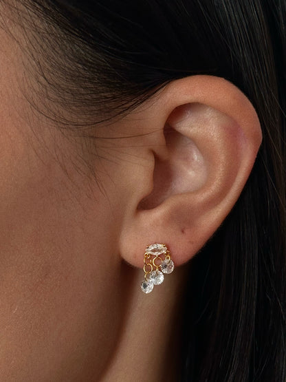 CZ Tassel Chain Flatback Earring