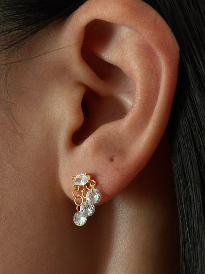 CZ Tassel Chain Flatback Earring