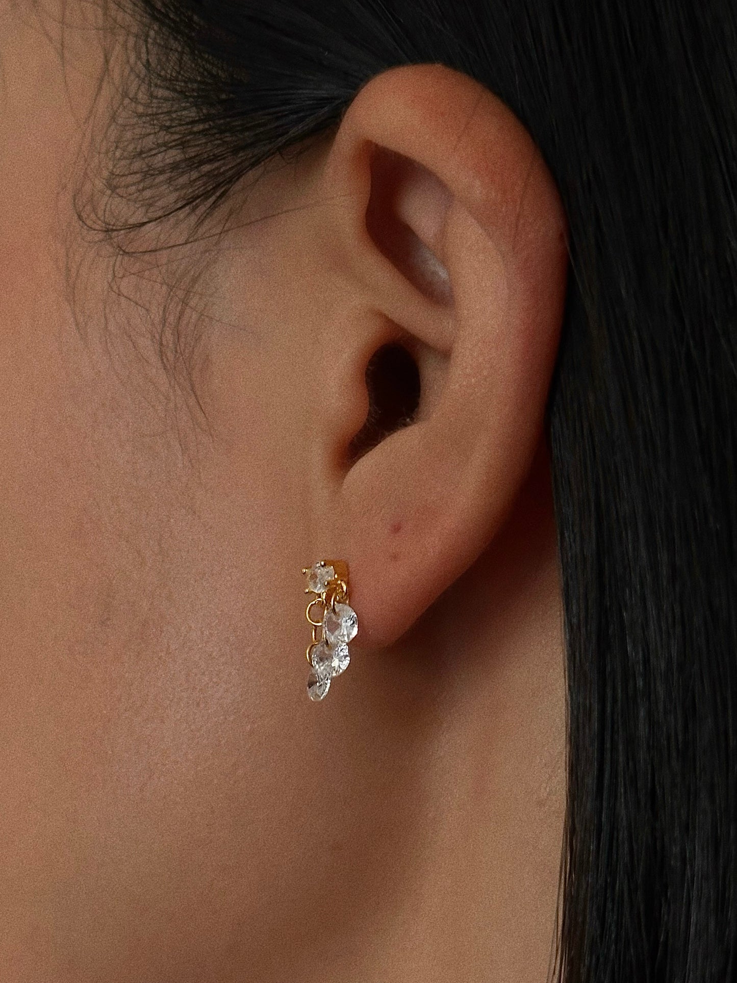 CZ Tassel Chain Flatback Earring