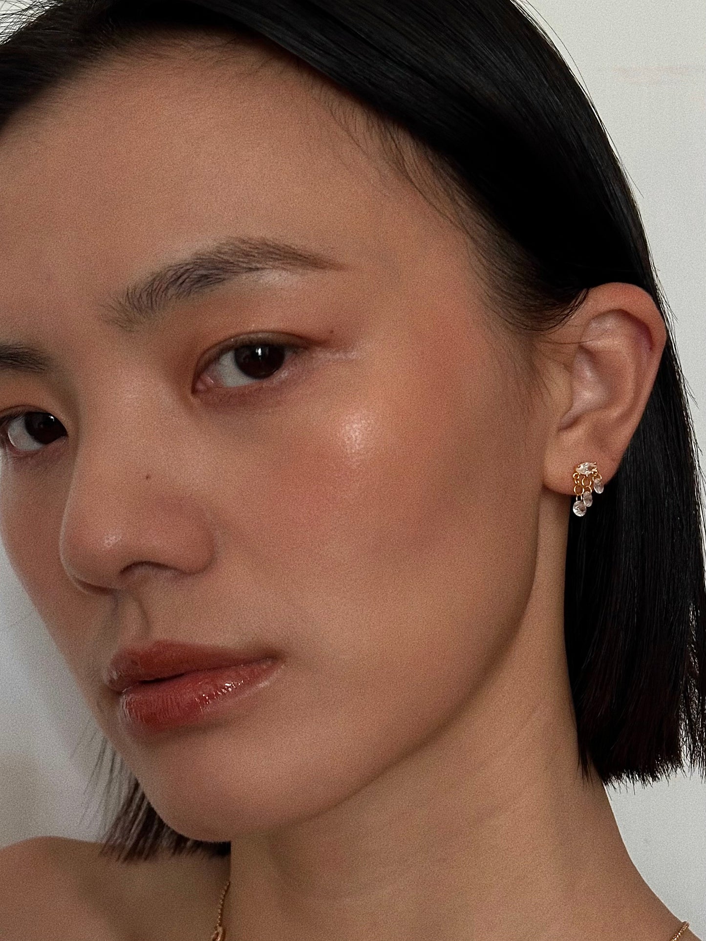 CZ Tassel Chain Flatback Earring