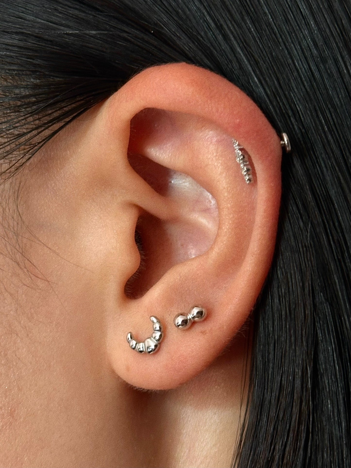 Gold-plated 925 sterling silver Gardien Curve Bezel Flatback Earring
