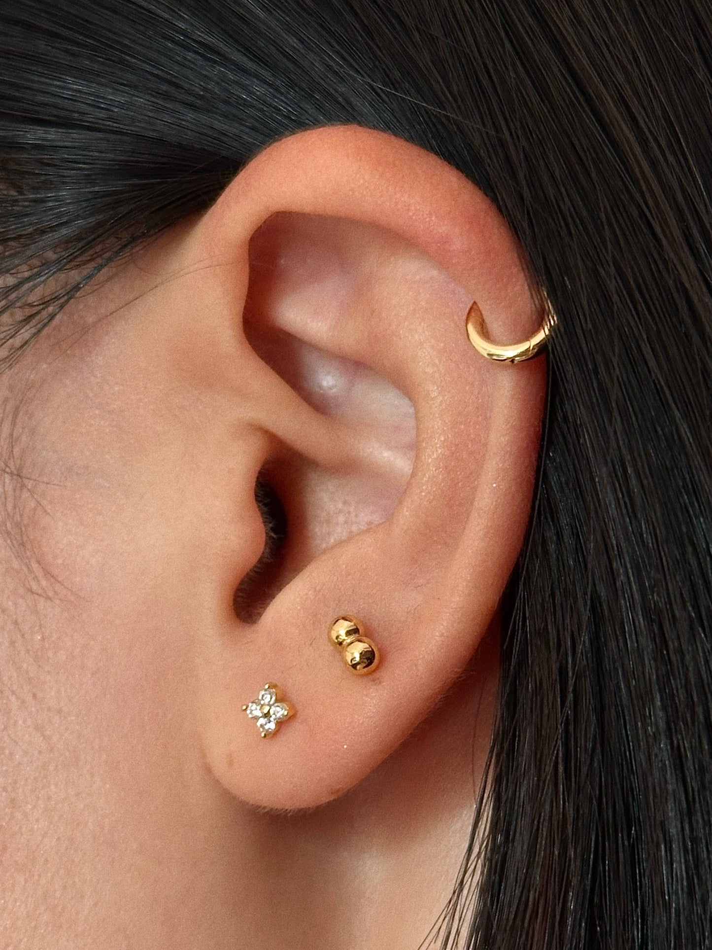 Gold-plated 925 sterling silver Floral Flatback Earring