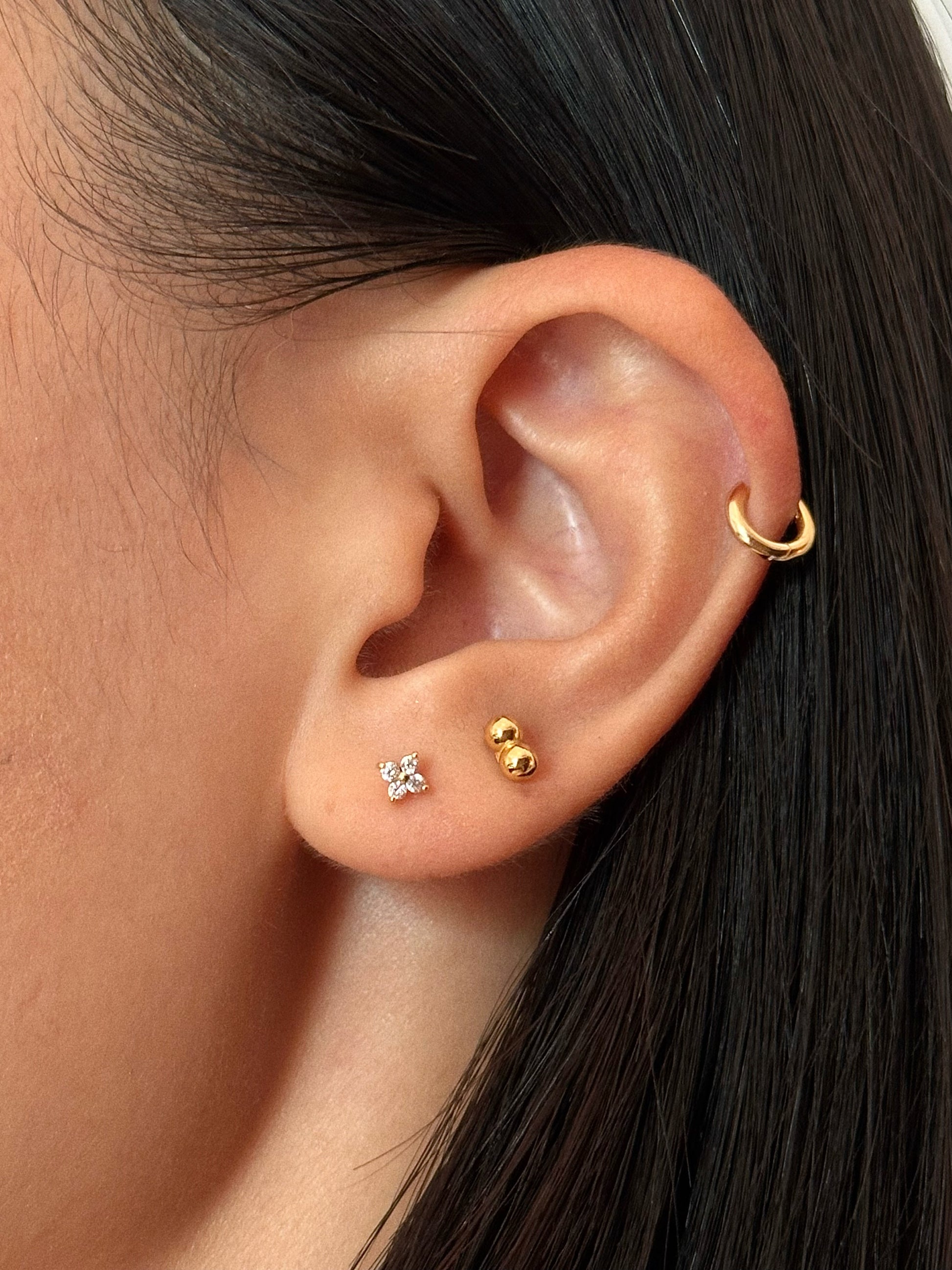 Gold-plated 925 sterling silver Floral Flatback Earring