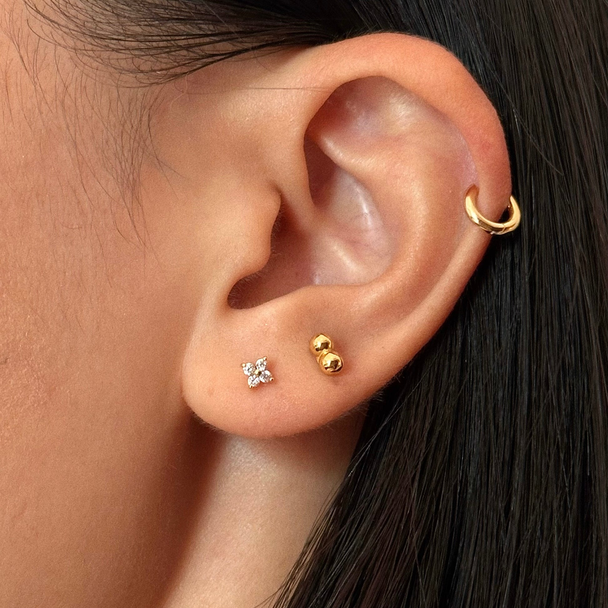 Gold-plated 925 sterling silver Floral Flatback Earring