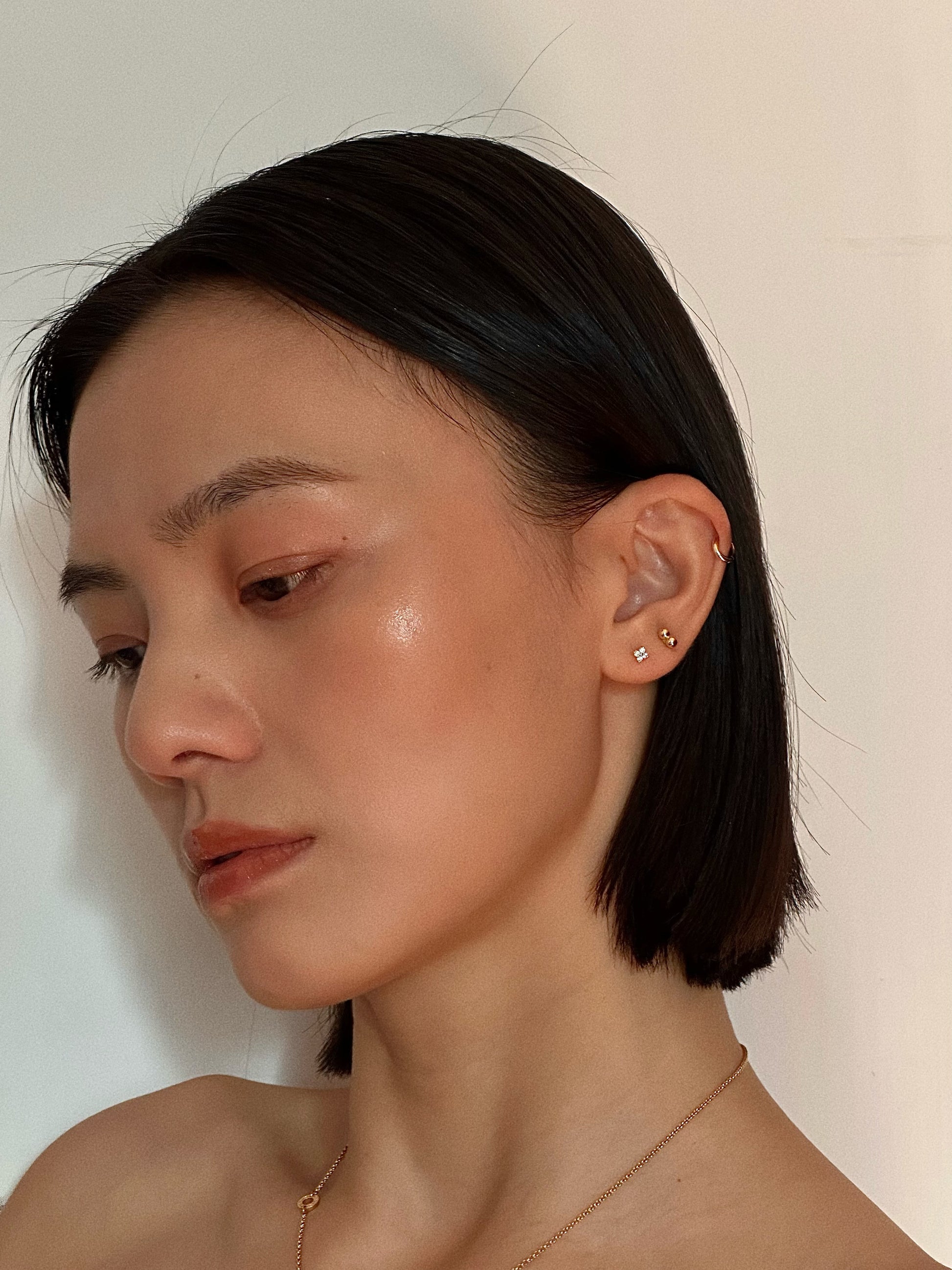 Gold-plated 925 sterling silver Floral Flatback Earring