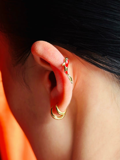 Gold-plated 925 sterling silver Contour Arc Hoop Earrings