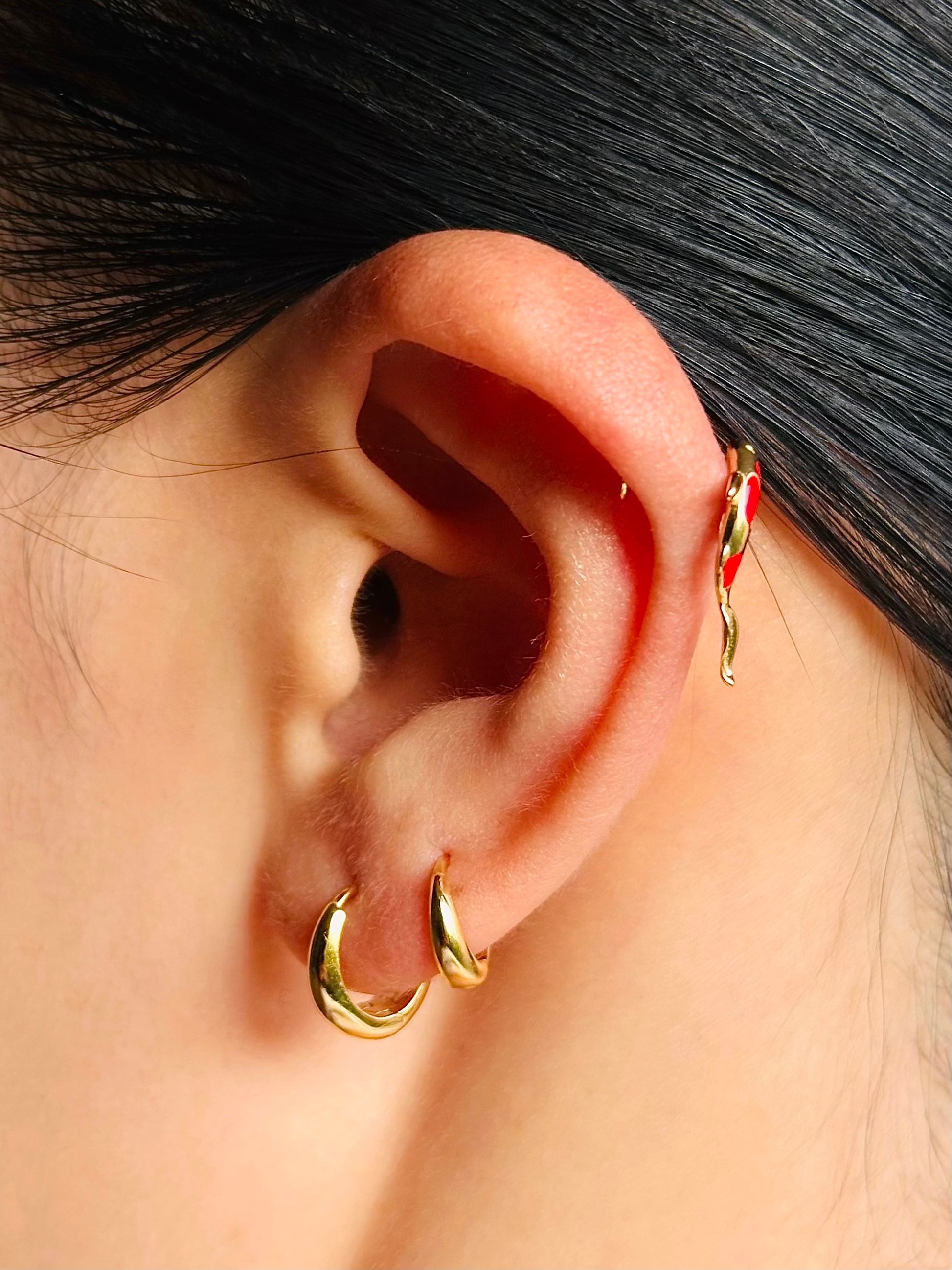 Gold-plated 925 sterling silver Contour Arc Hoop Earrings