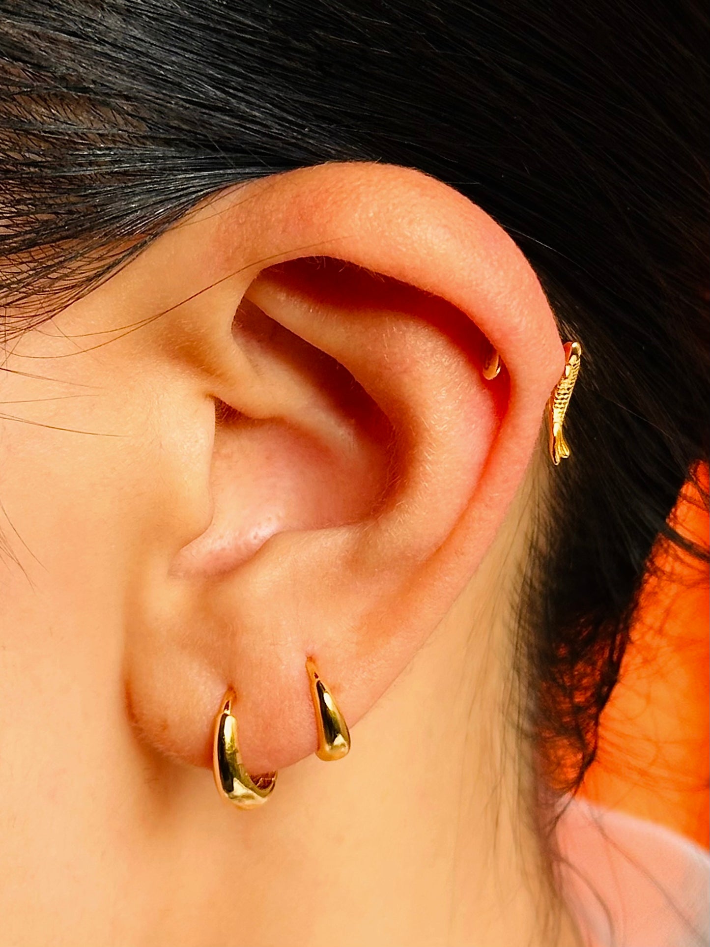 Gold-plated 925 sterling silver Contour Arc Hoop Earrings