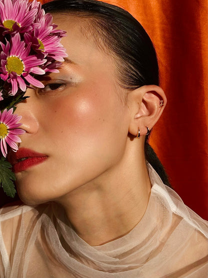 Gold-plated 925 sterling silver Contour Arc Hoop Earrings