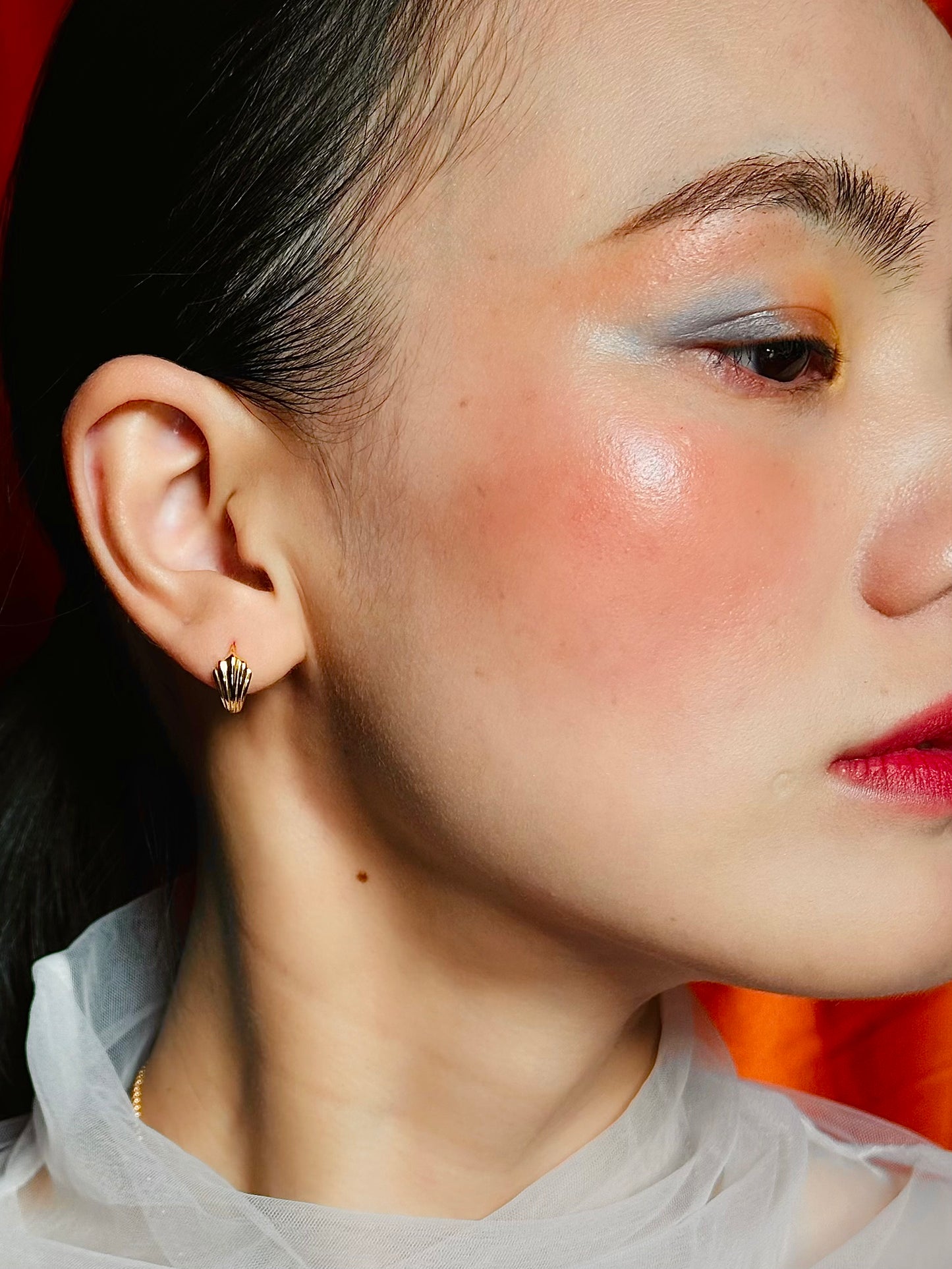 Gold-plated 925 sterling silver Crescent Fan Hoop Earrings