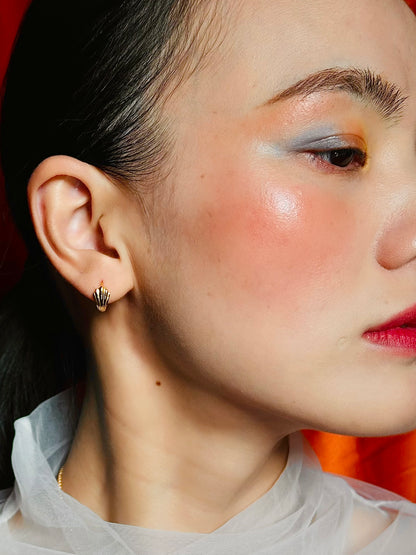 Gold-plated 925 sterling silver Crescent Fan Hoop Earrings