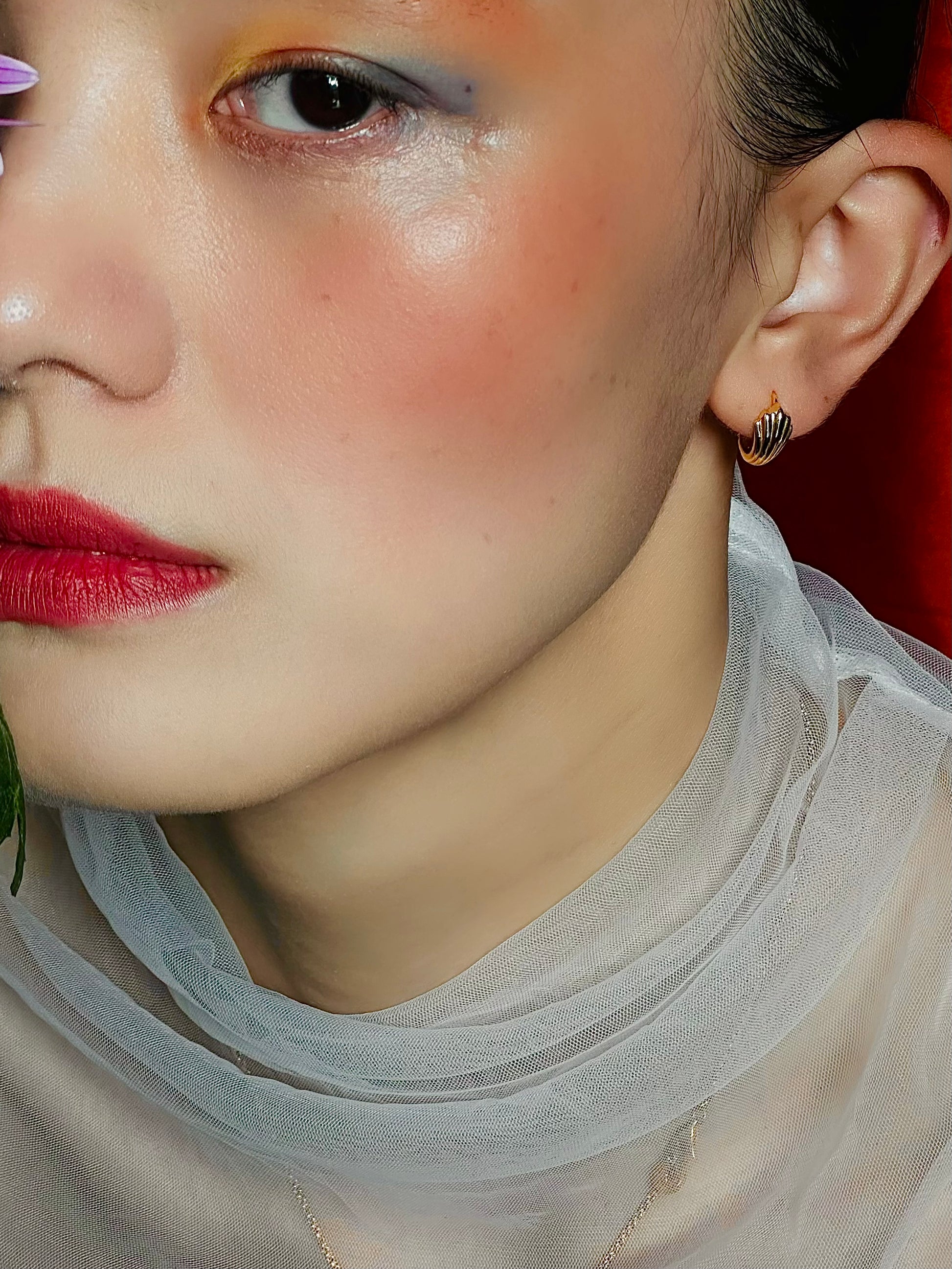 Gold-plated 925 sterling silver Crescent Fan Hoop Earrings