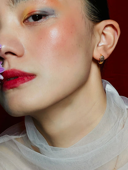 Gold-plated 925 sterling silver Crescent Fan Hoop Earrings