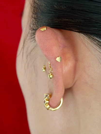 Gold-plated 925 sterling silver Trinity Heart Huggie Hoops