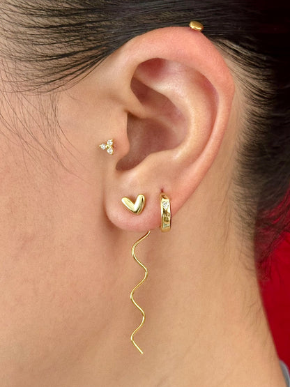 Gold-plated 925 sterling silver Bezel Heart Huggie Hoops