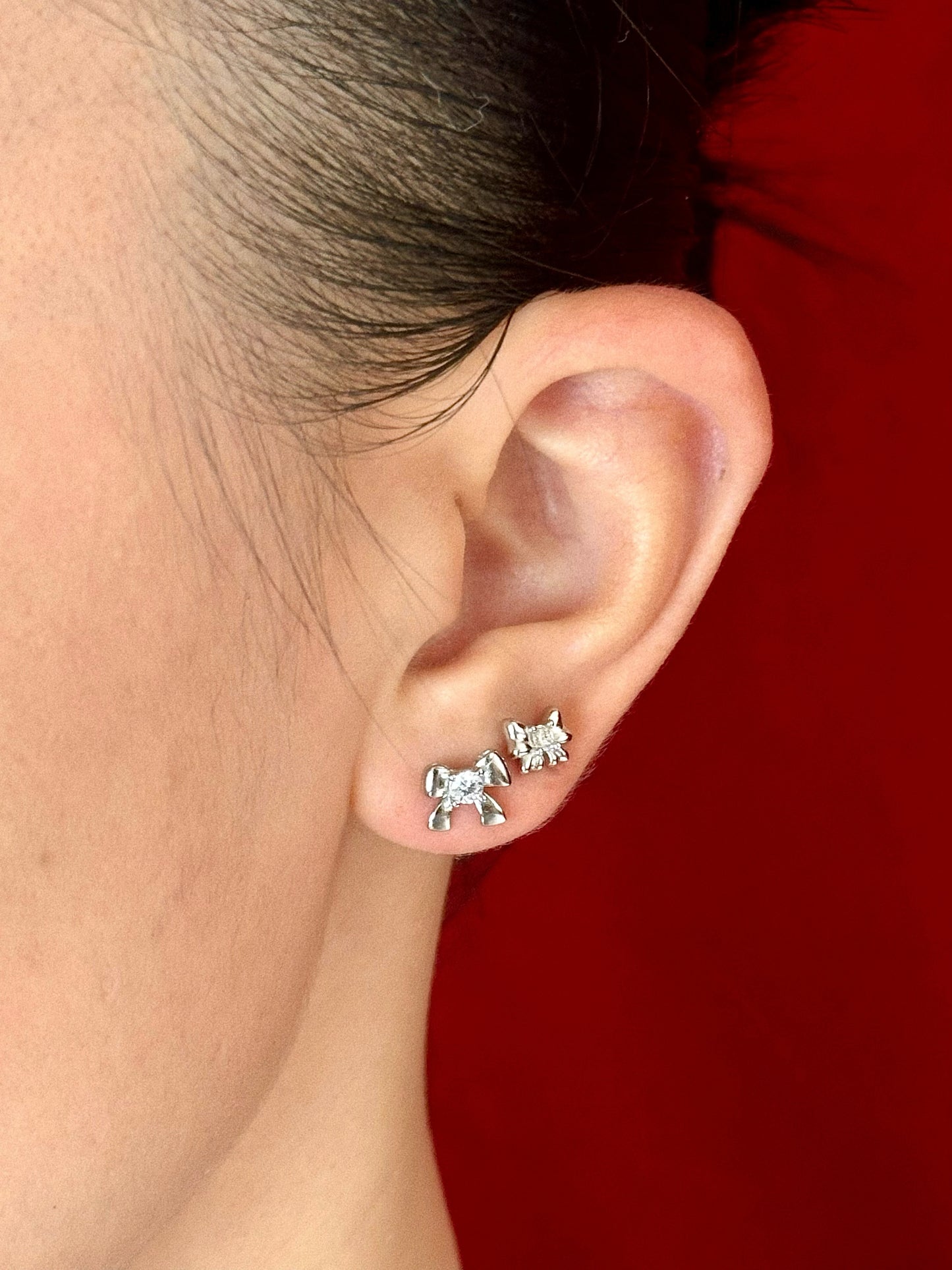 Gold-plated 925 sterling silver Timeless CZ Bow Stud Earrings