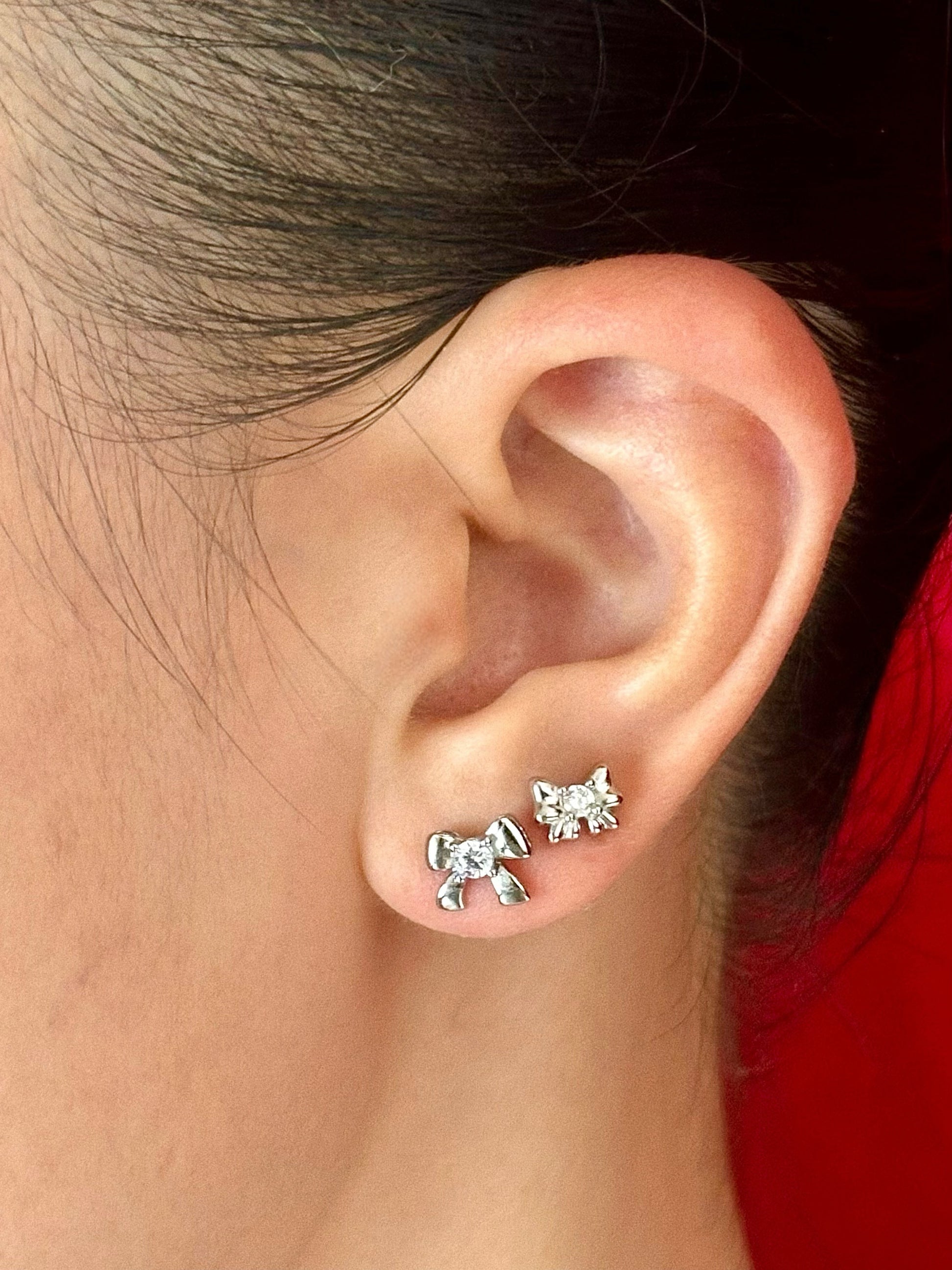 Gold-plated 925 sterling silver Timeless CZ Bow Stud Earrings