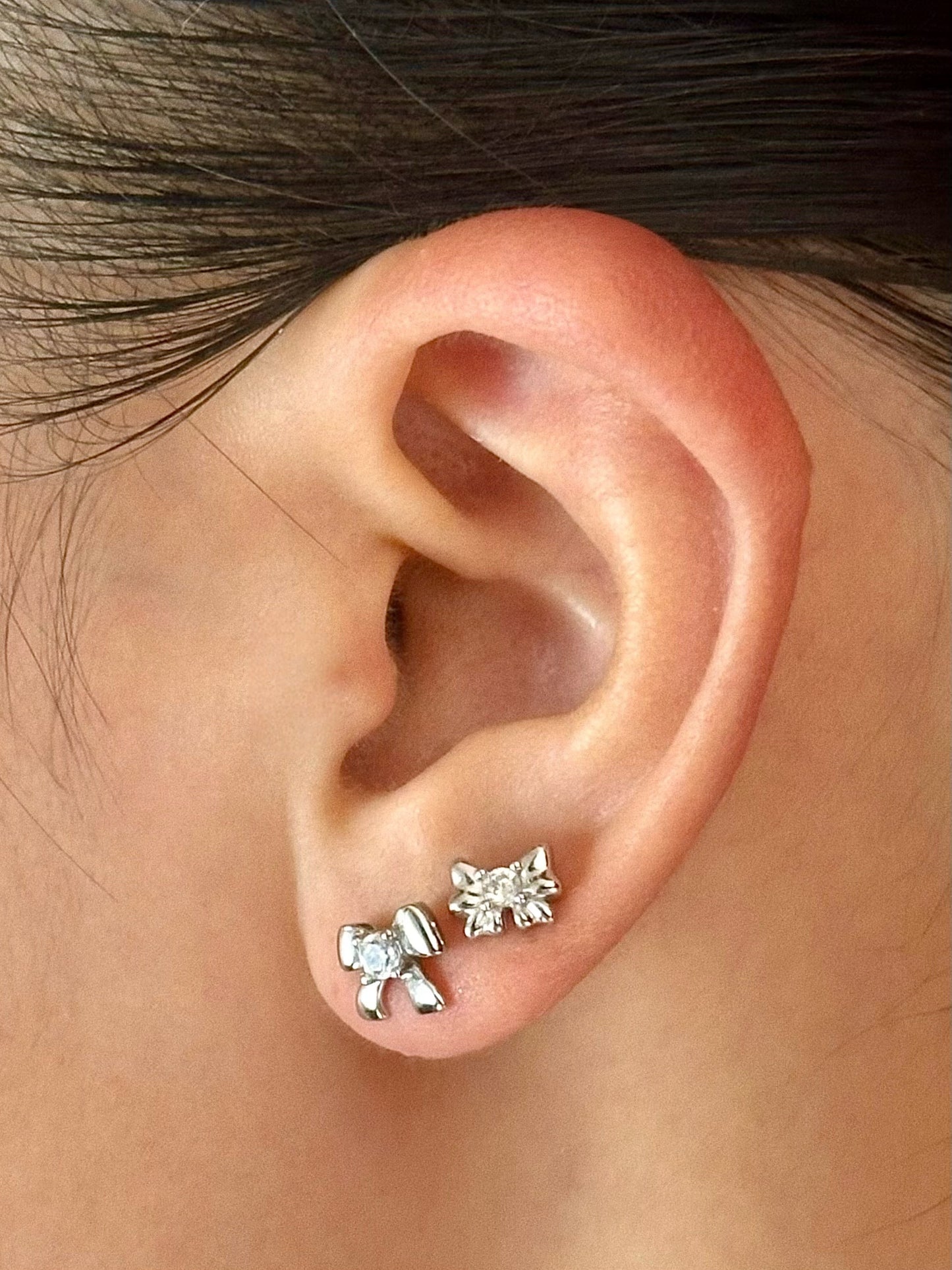 Gold-plated 925 sterling silver Timeless CZ Bow Stud Earrings
