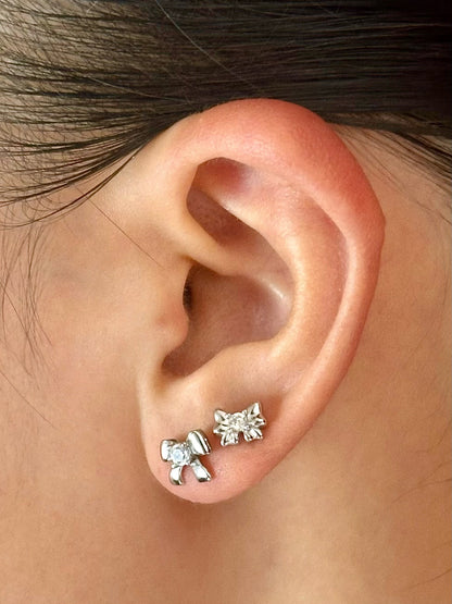 Gold-plated 925 sterling silver Timeless CZ Bow Stud Earrings