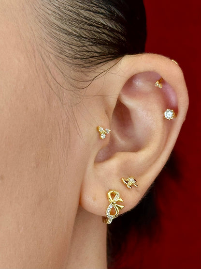 Gold-plated 925 sterling silver Classic Bowknot Flatback Earring