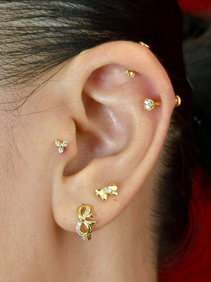 Gold-plated 925 sterling silver Classic Bowknot Flatback Earring