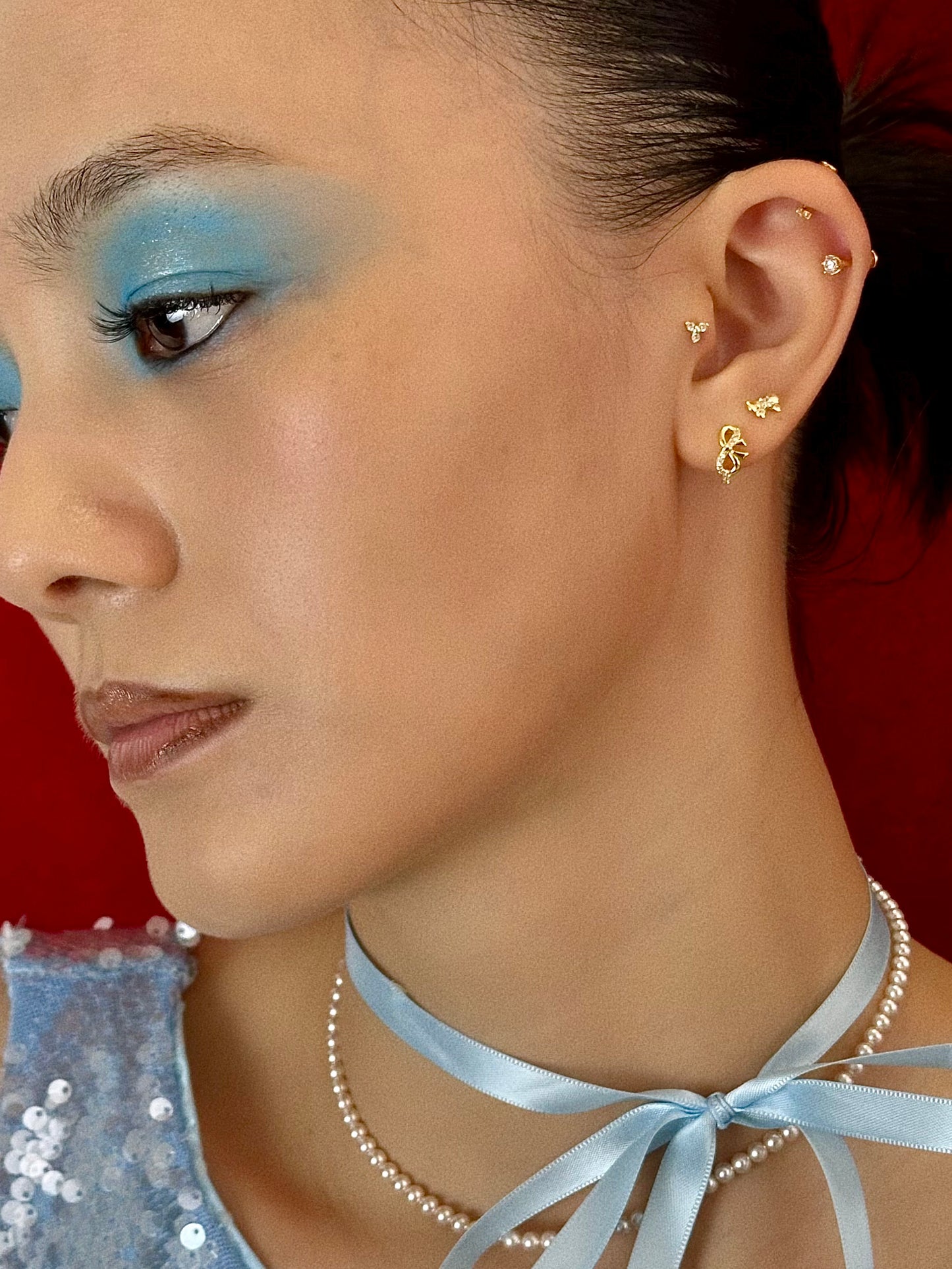Gold-plated 925 sterling silver Classic Bowknot Flatback Earring