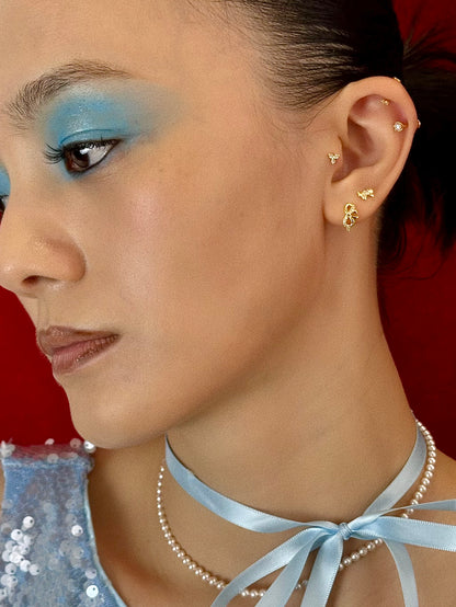 Gold-plated 925 sterling silver Classic Bowknot Flatback Earring