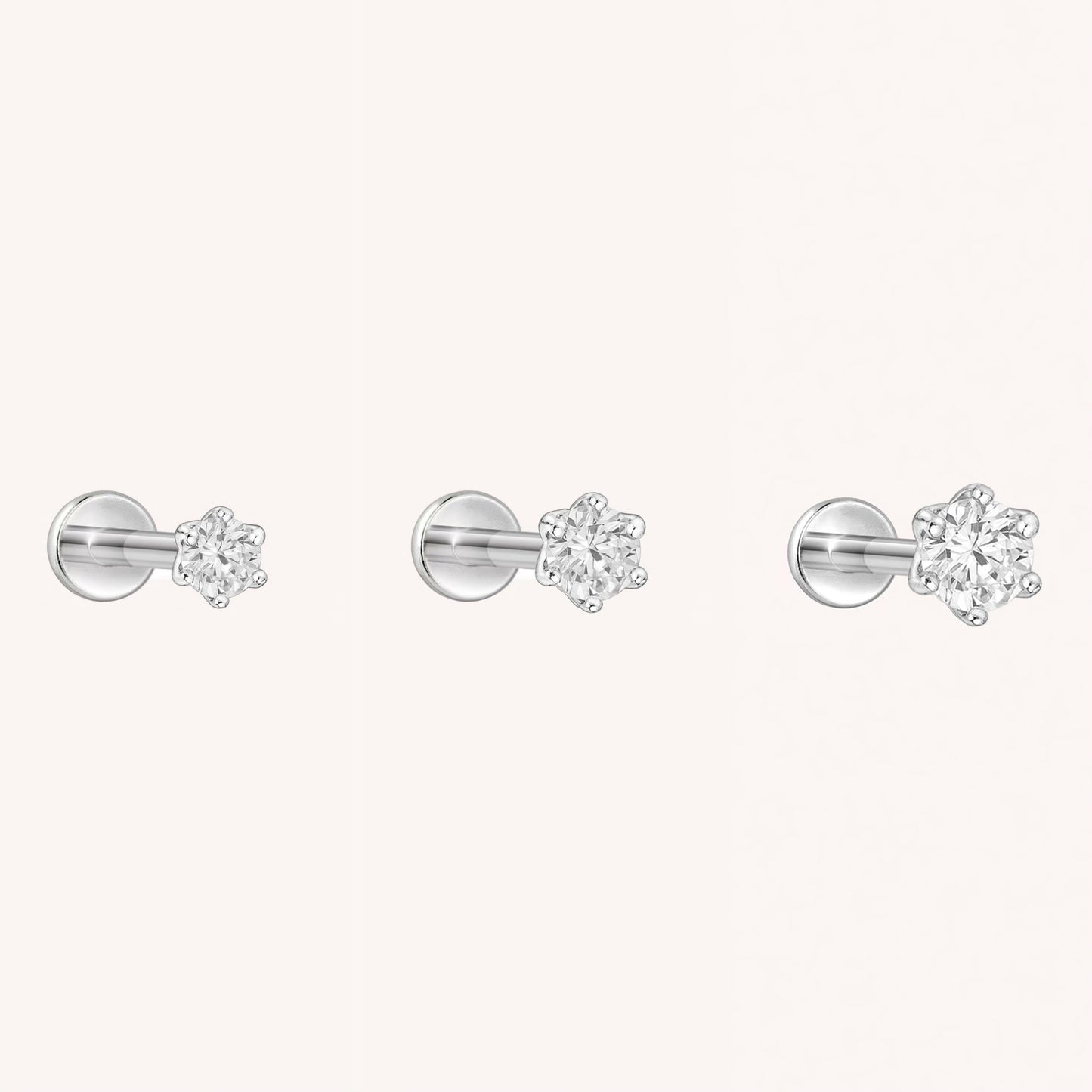 Six-Prong Zirconia Flatback Earring