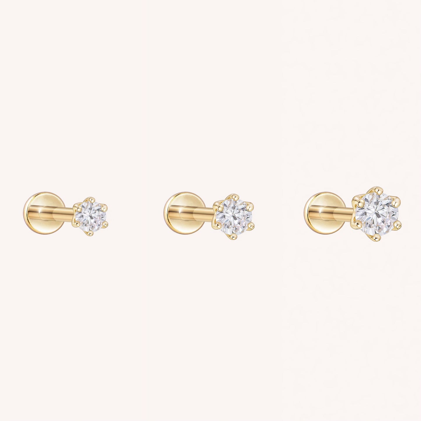 Six-Prong Zirconia Flatback Earring