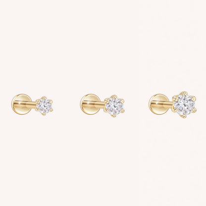 Six-Prong Zirconia Flatback Earring