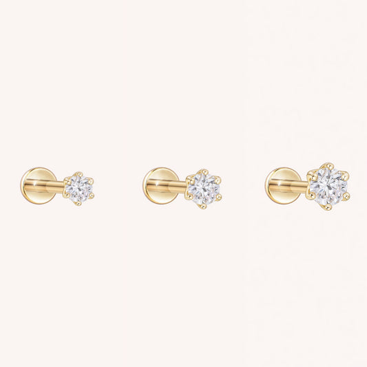 Six-Prong Zirconia Flatback Earring