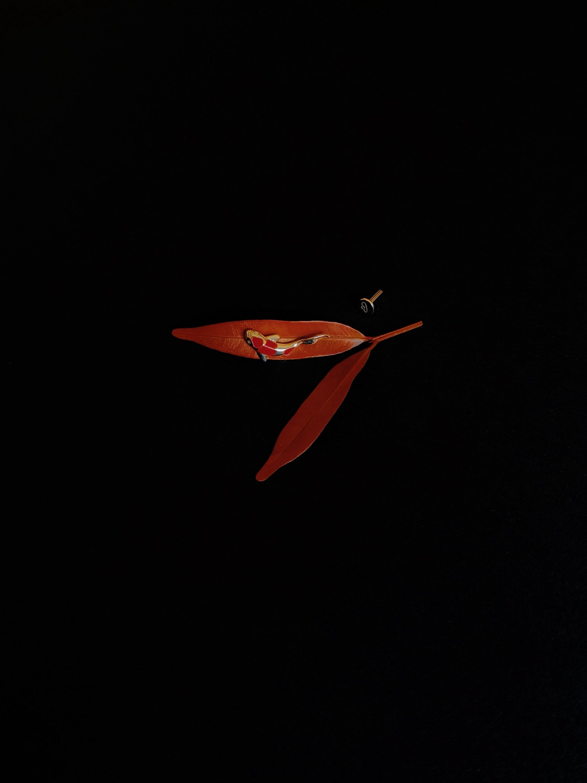 Gold-plated 925 sterling silver Vermilion Koi Flatback Earring