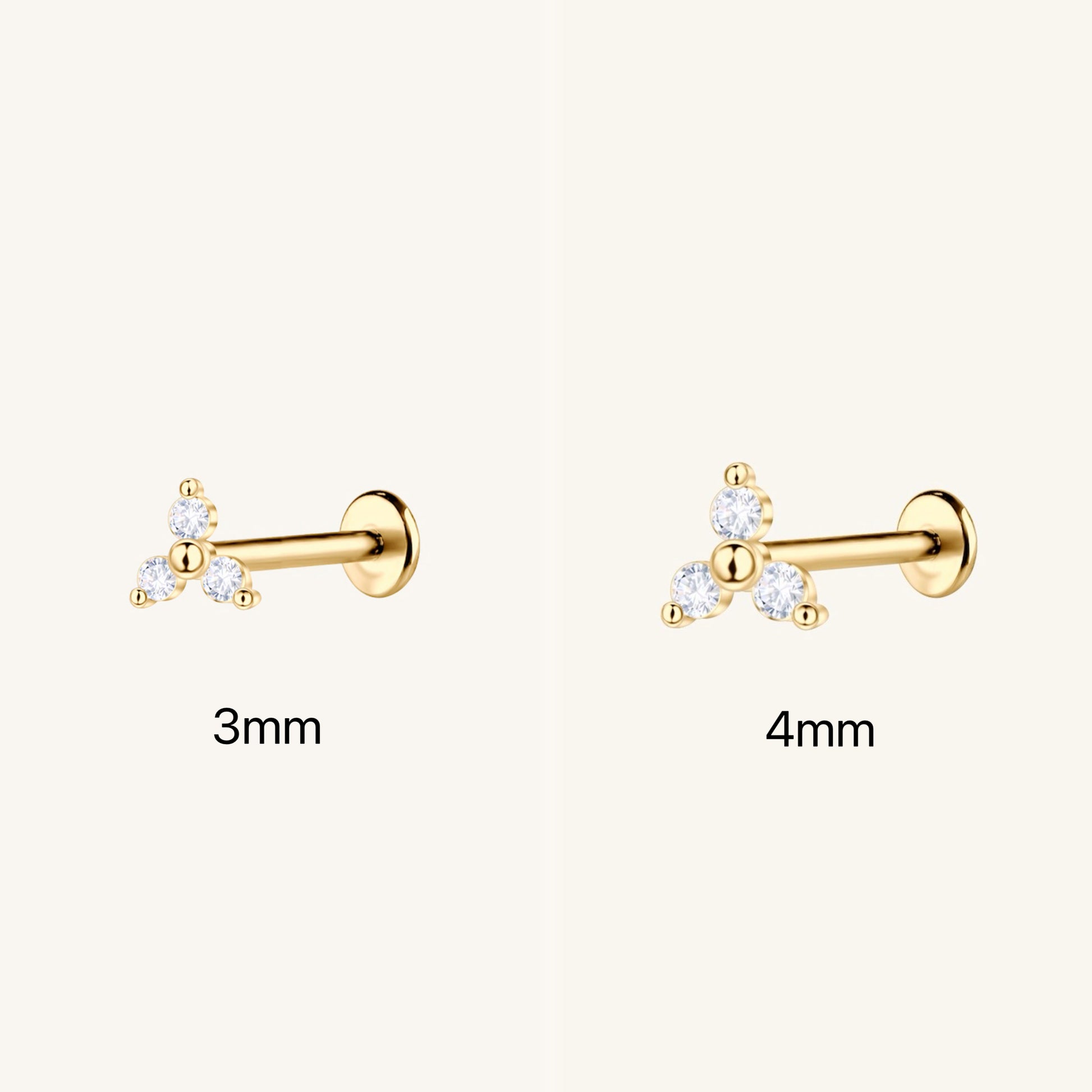 Gold-plated 925 sterling silver Trinity Flatback Earring