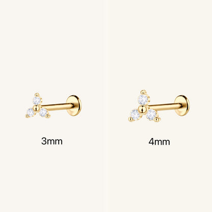 Gold-plated 925 sterling silver Trinity Flatback Earring