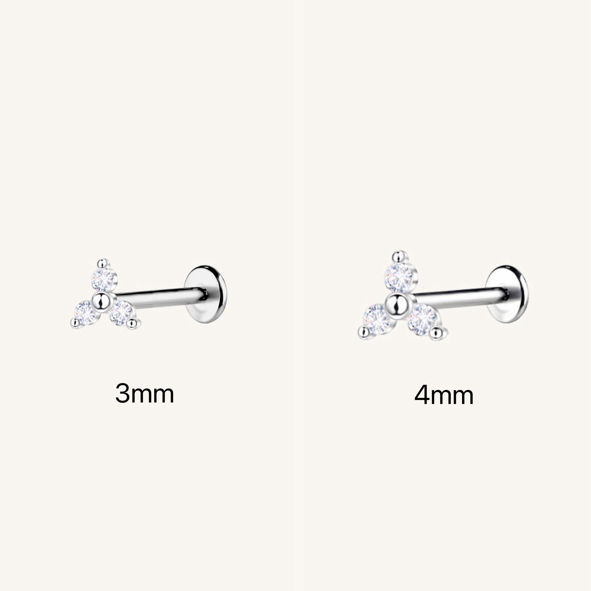 Gold-plated 925 sterling silver Trinity Flatback Earring Silver