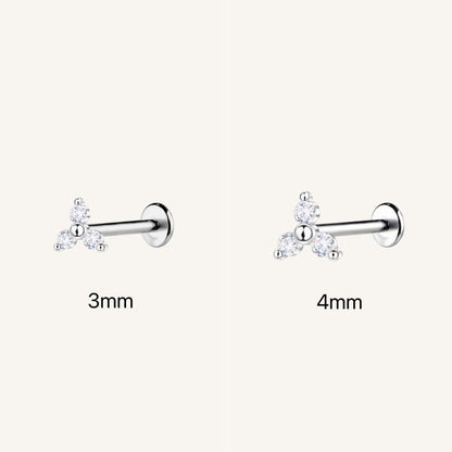 Gold-plated 925 sterling silver Trinity Flatback Earring Silver