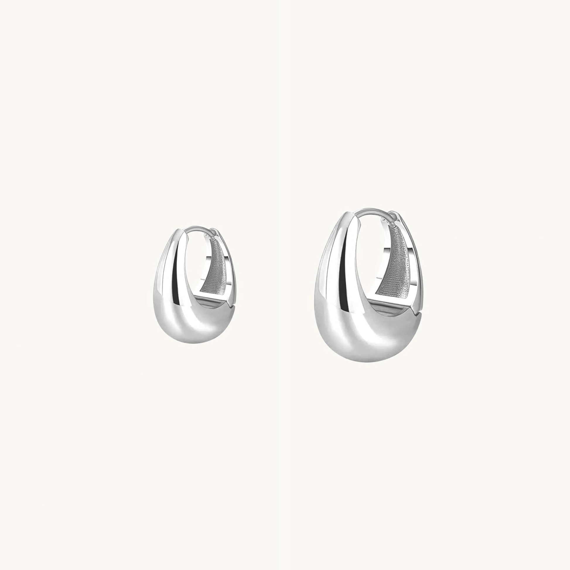 Gold-plated 925 sterling silver Contour Arc Hoop Earrings Silver