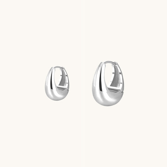 Gold-plated 925 sterling silver Contour Arc Hoop Earrings Silver