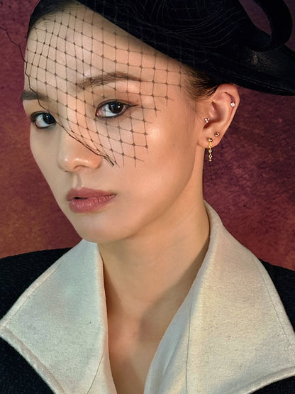 Gold-plated 925 sterling silver Ball Chain Flatback Earring