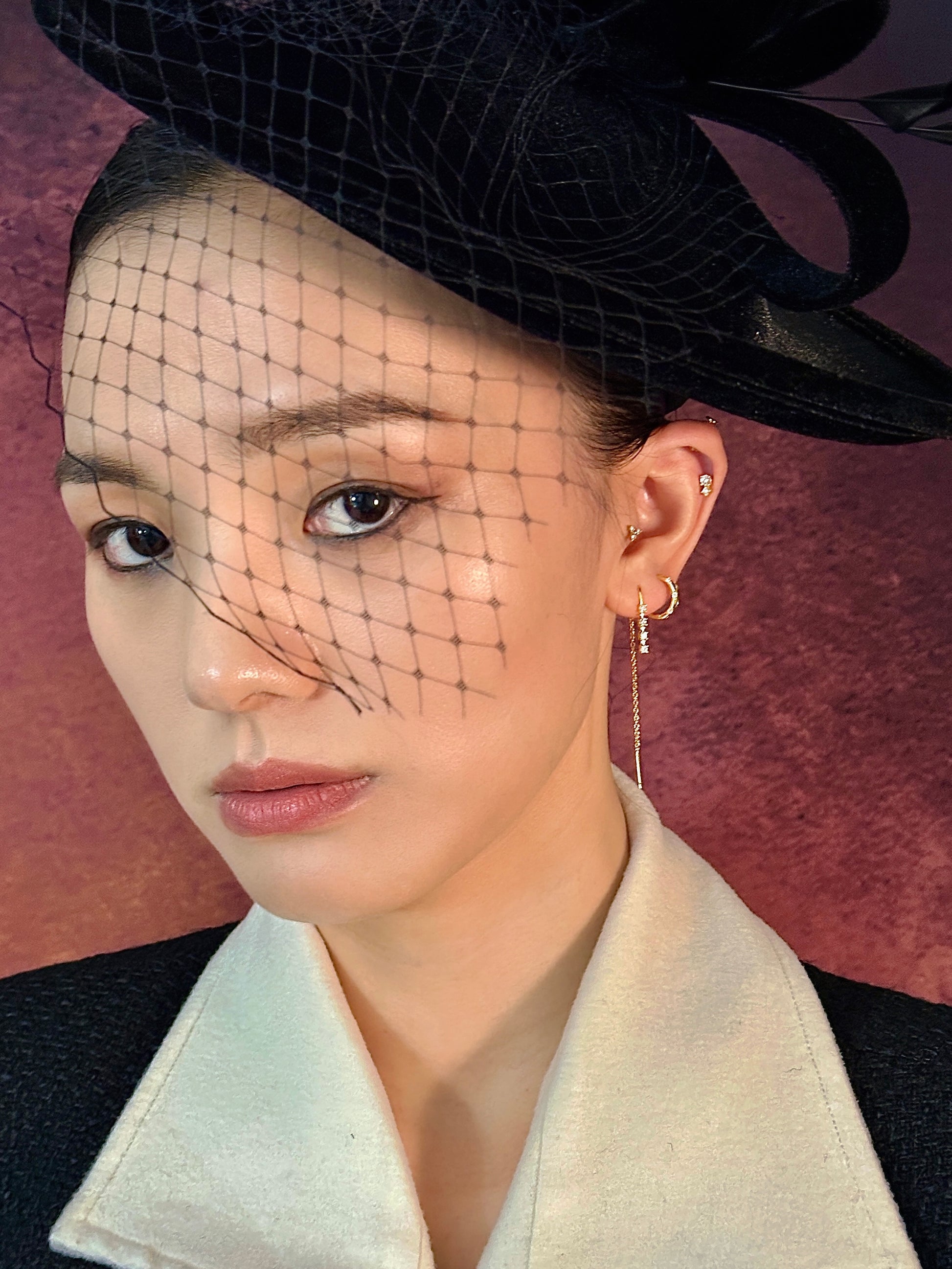 Gold-plated 925 sterling silver Double Stones Flatback Earring