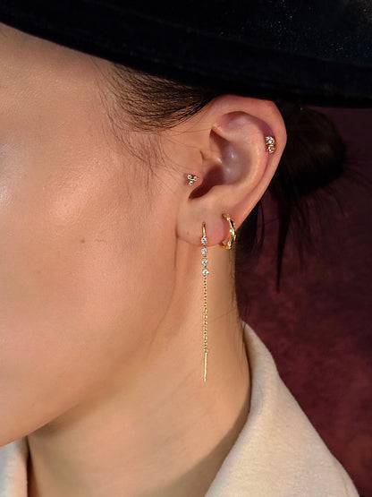 Gold-plated 925 sterling silver Double Stones Flatback Earring
