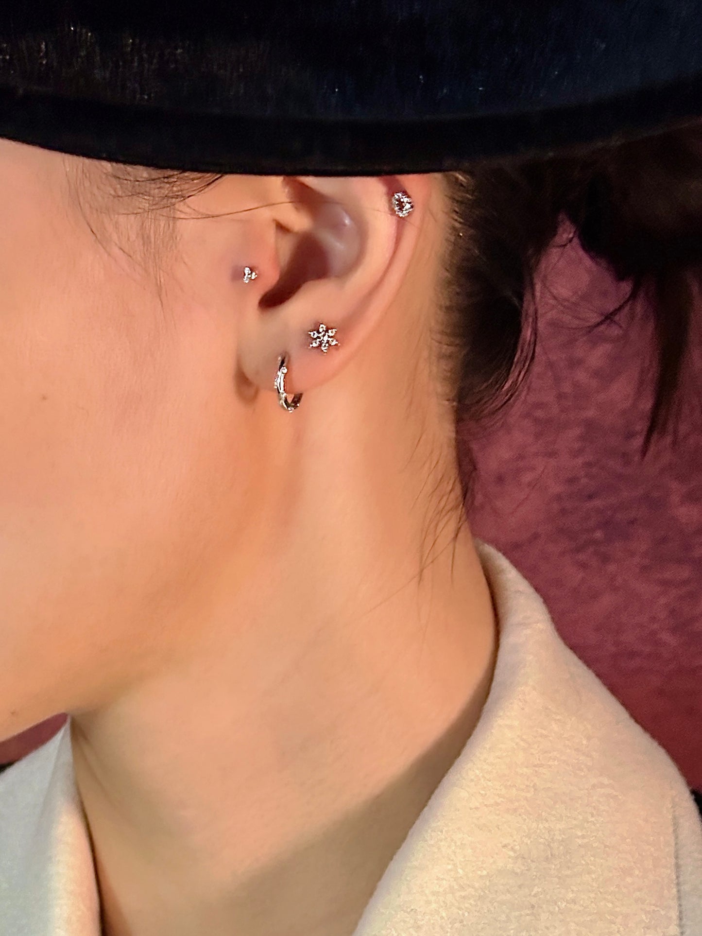 Gold-plated 925 sterling silver Icy Bloom Flatback Earring
