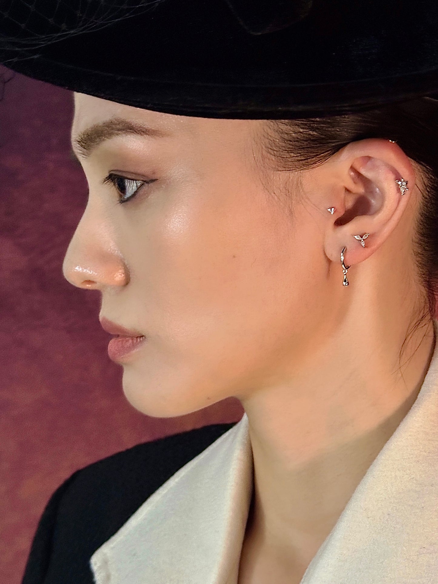 Gold-plated 925 sterling silver Windmill Moissanite Flatback Earring