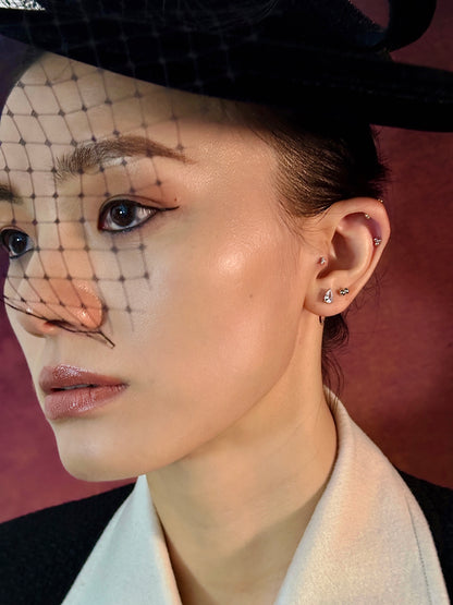 Gold-plated 925 sterling silver Double Ball Flatback Earring