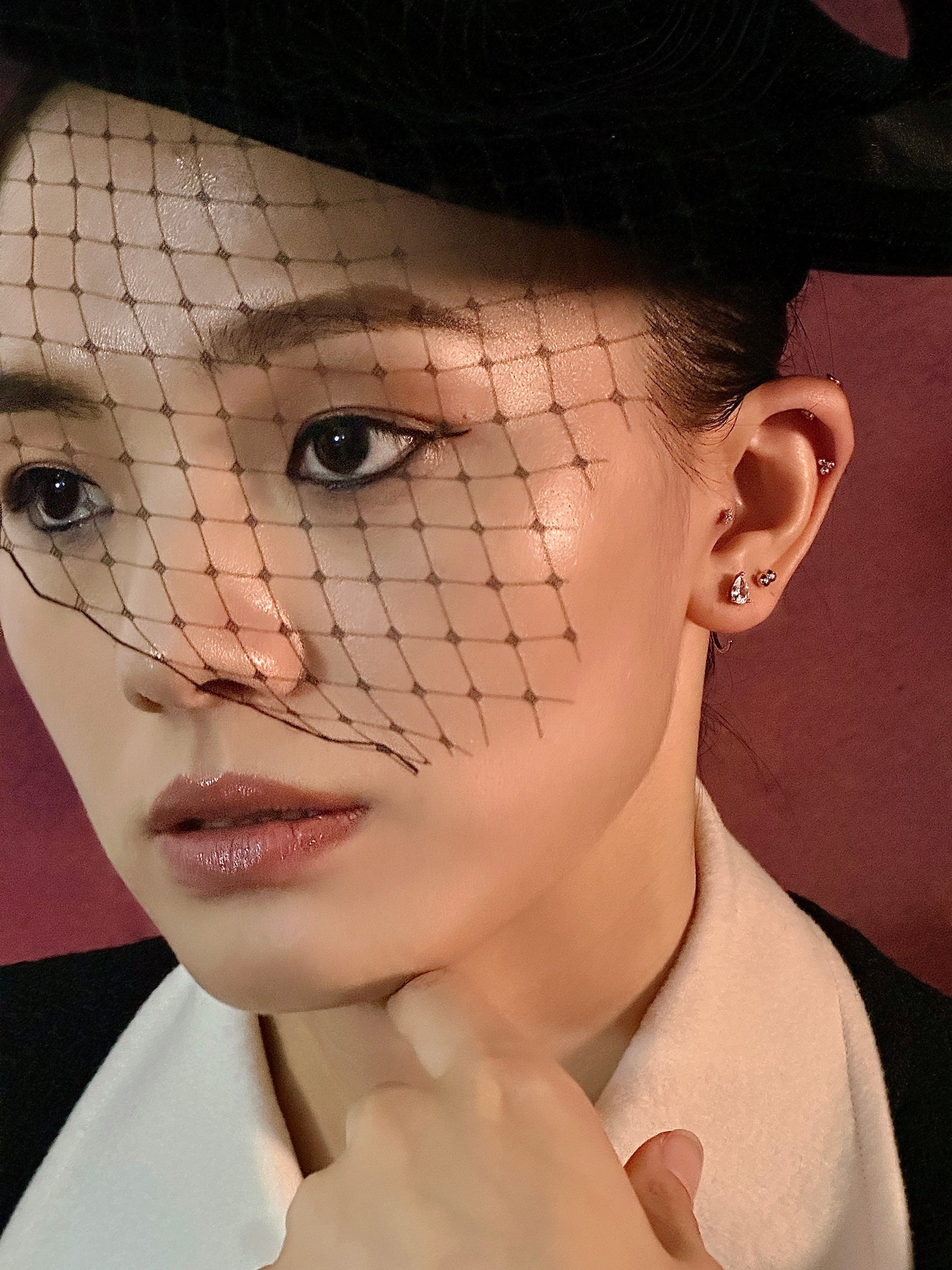 Gold-plated 925 sterling silver Double Ball Flatback Earring