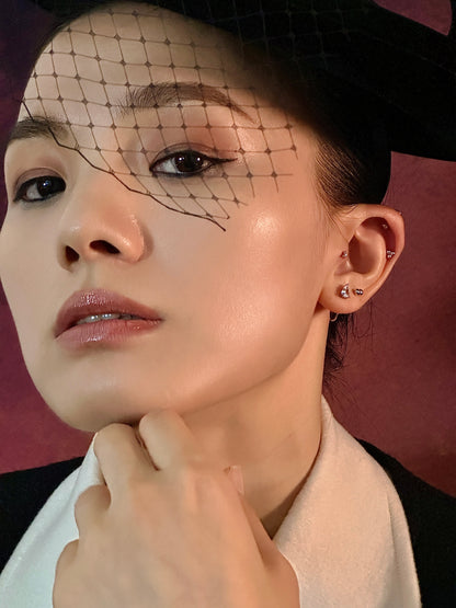 Gold-plated 925 sterling silver Double Ball Flatback Earring