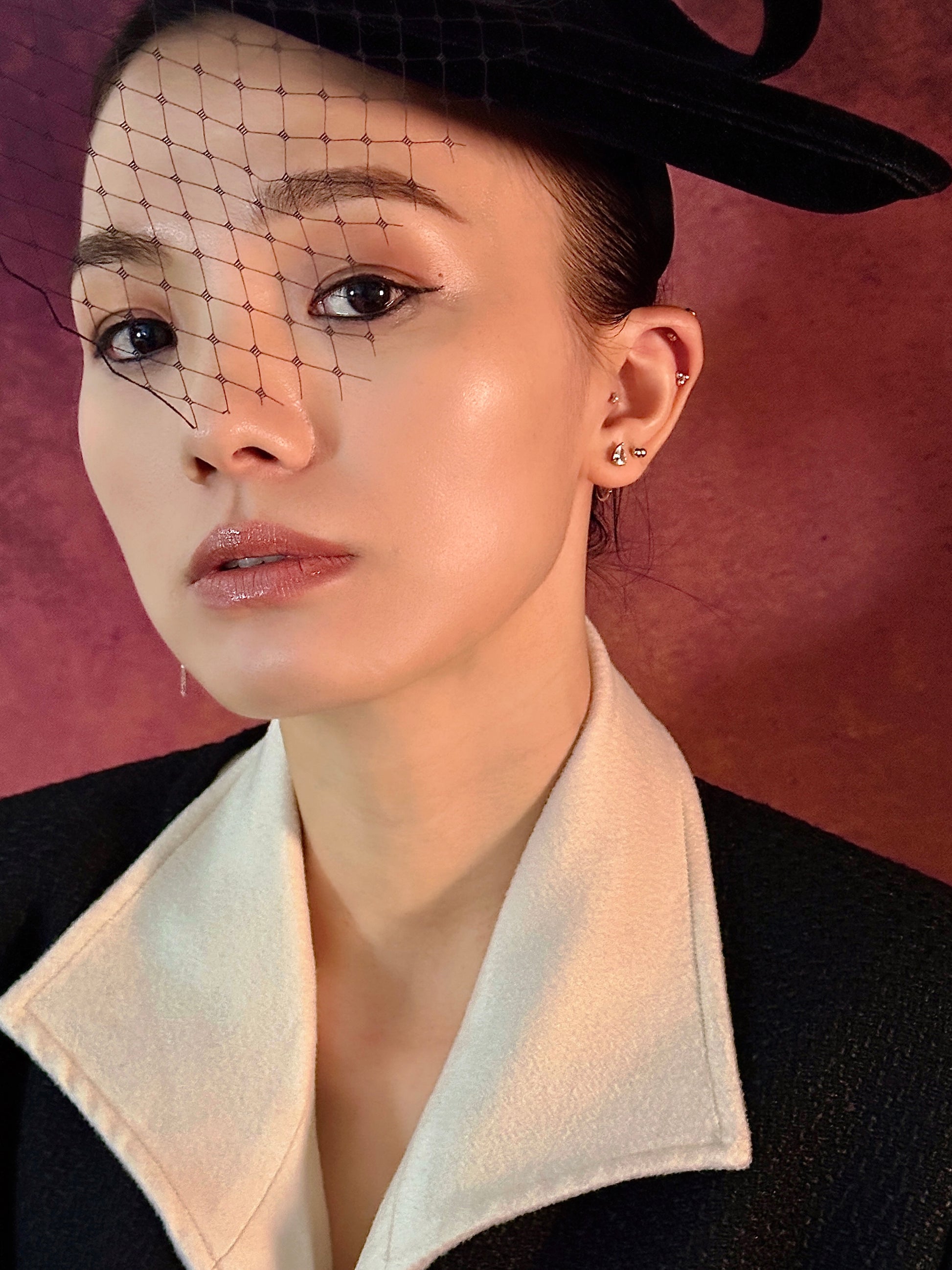 Gold-plated 925 sterling silver Double Ball Flatback Earring